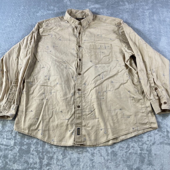 VTG Woolrich Shirt Mens Size XXL Beige Medium Outdoor Casual Hunting Button Down - Picture 1 of 11